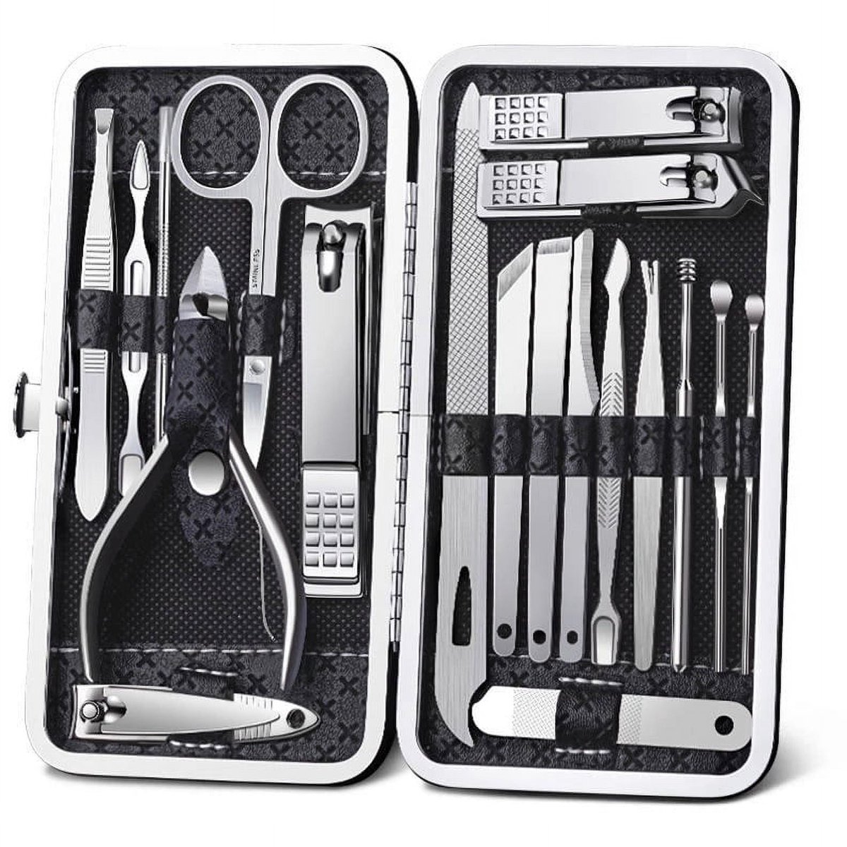 19-delige nagelkunstset van titaniumstaal, professionele nagelknipperset, voetverzorgingsproducten, teennageltrimmer