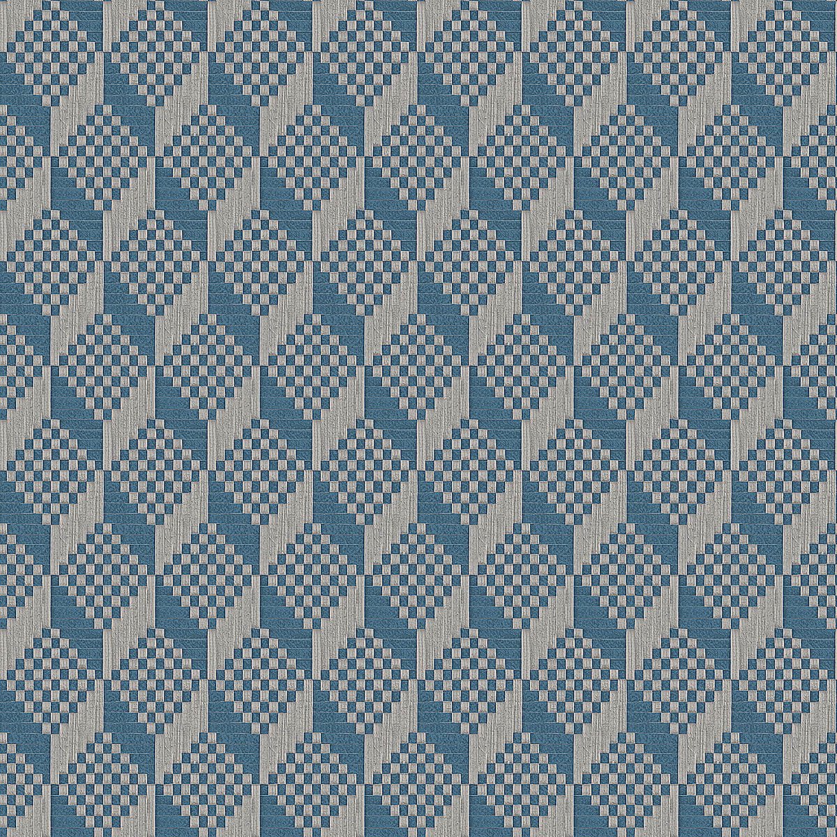3D behang Profhome GR322306-DI vliesbehang hardvinyl warmdruk in reliëf gestempeld met ruitvormig patroon subtiel glanzend blauw lichtgrijs agaatgrijs 5,33 m2