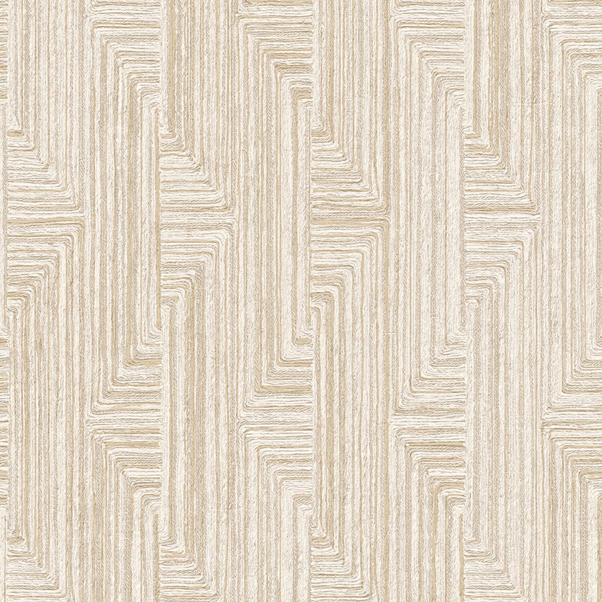 Etnisch behang Profhome SA524012-DI vliesbehang hardvinyl warmdruk in reliëf gestempeld in textiel look en metalen accenten crème crèmewit parelmoer-grijs 5,33 m2