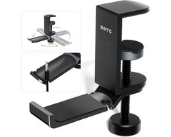 BOTC Koptelefoon Houder - Headset Stand - 360 Rotatie - Koptelefoon Haak - Hoofdtelefoon Hanger - Aluminium - Zwart