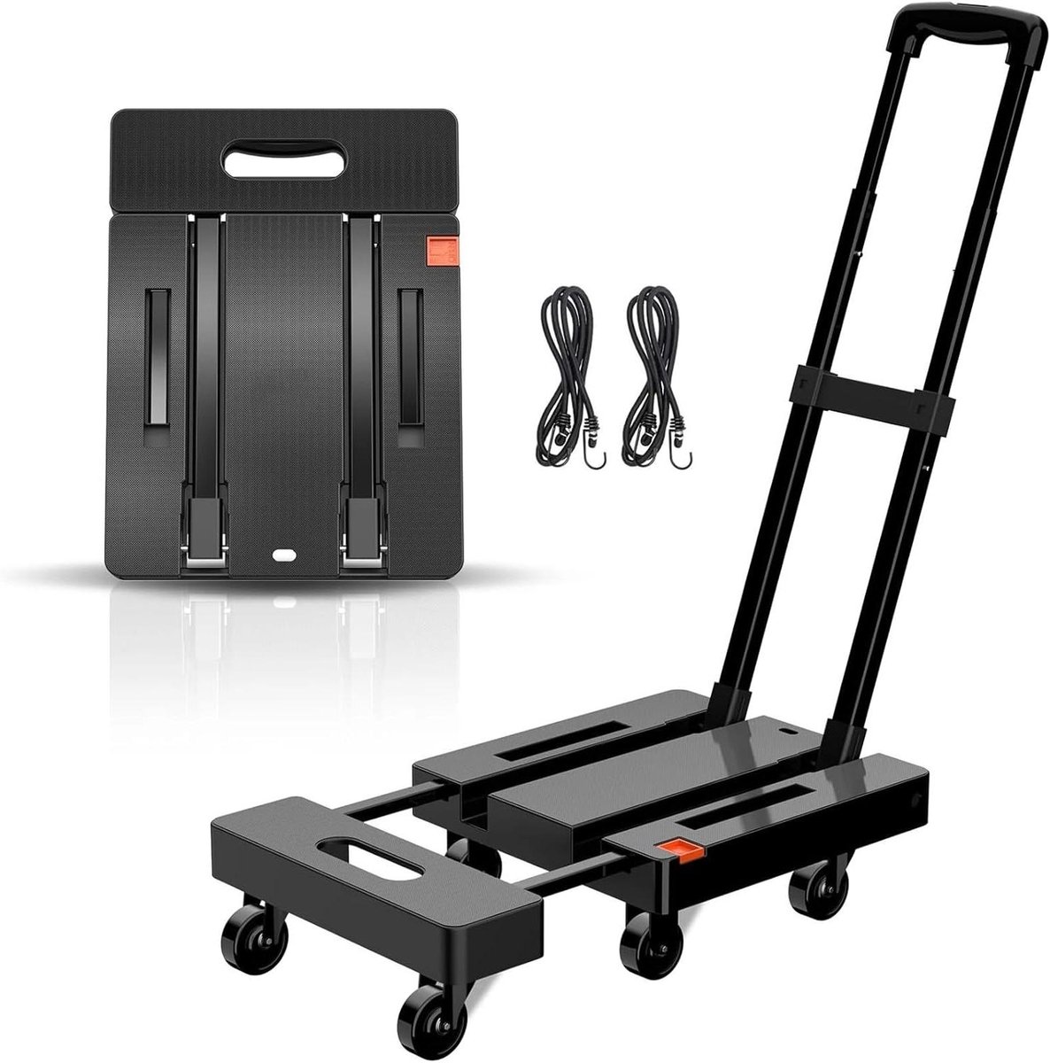 Opvouwbare steekkar - Bagagewagen plat - Zware spullen verplaatsen - Uitschuifbare basisplaat - 250 kg capaciteit - Zwart