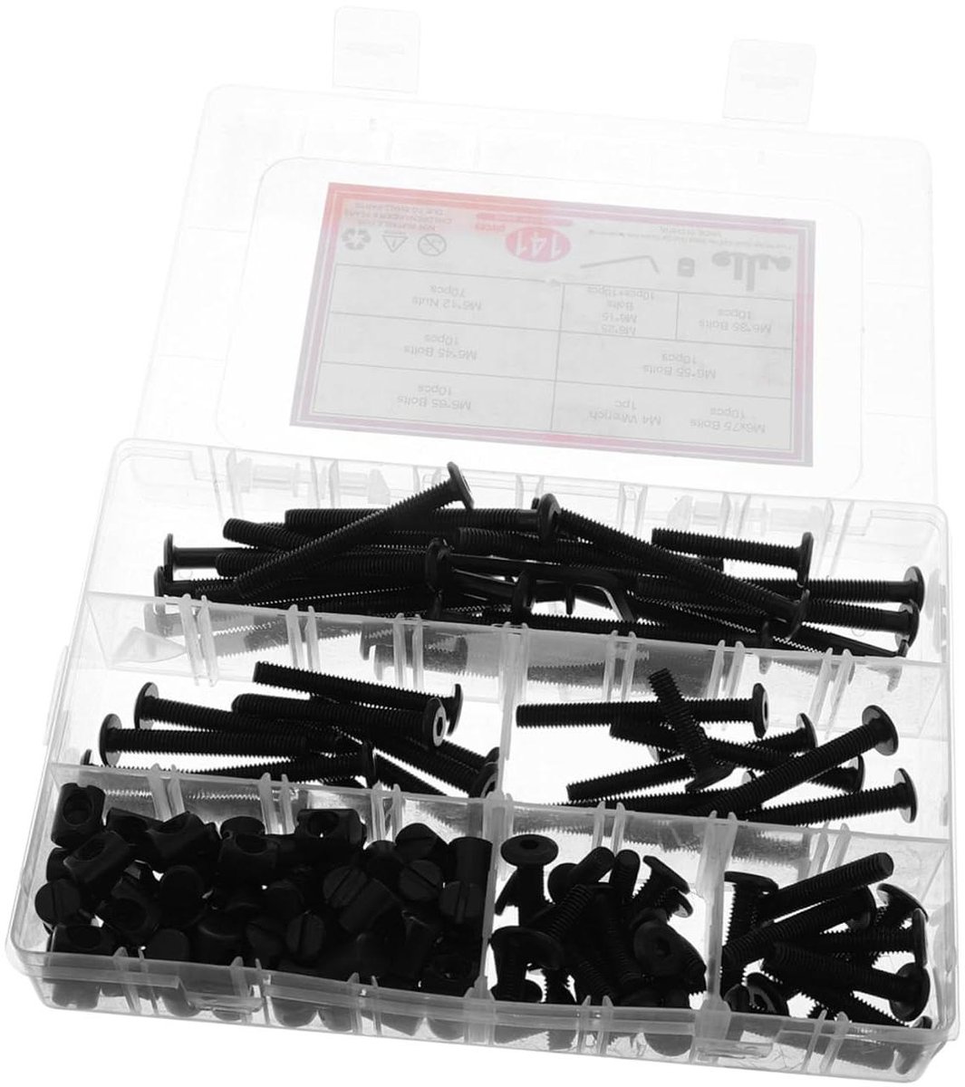Moeren Schroeven Set - Bevestigingsmateriaal - Meubelreparatie - Compleet Assortiment - 141 Stuks - Zwart