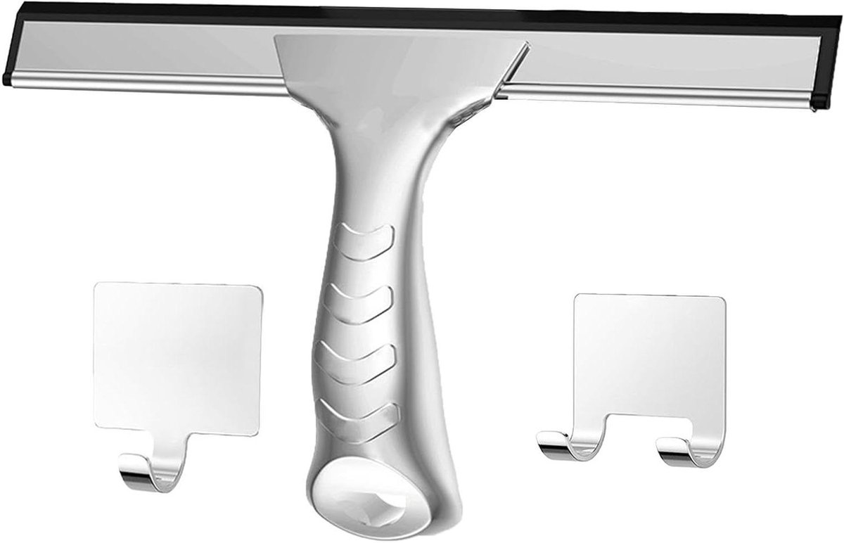 Glazen Wisser - Badkamer Reiniger - Vlekkeloos Glas - Roestvrij Staal - 25 cm - Zilver