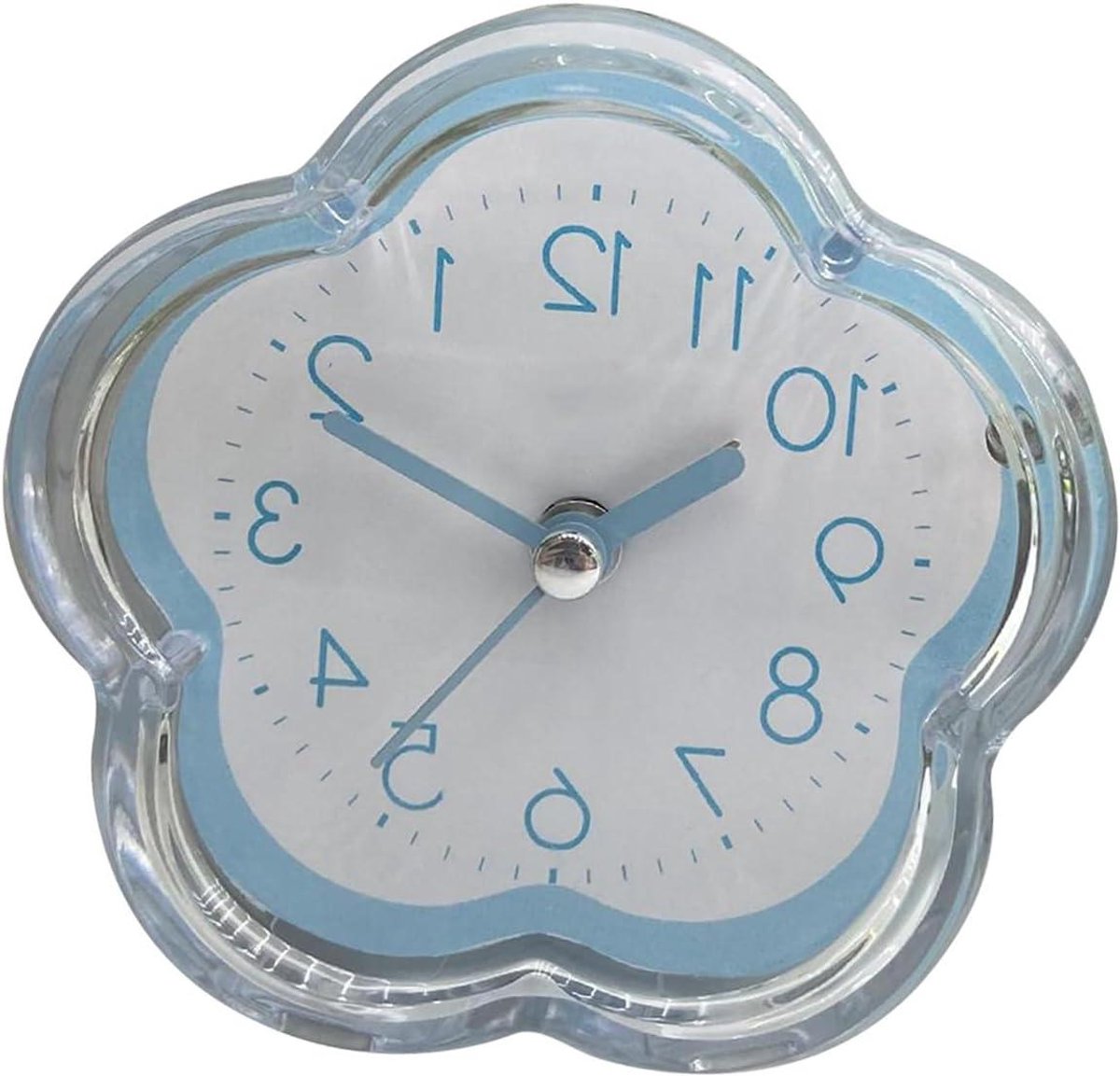 Leuke Wekker - Bloemklok Bureauklok - Wakker Worden - Stil Ontwerp - 39x24 millimeter - Blauw