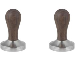 Koffie Druk Tool - Espresso Handvat - Koffie Comprimeren - Ergonomisch Ontwerp - 53mm - Walnoot