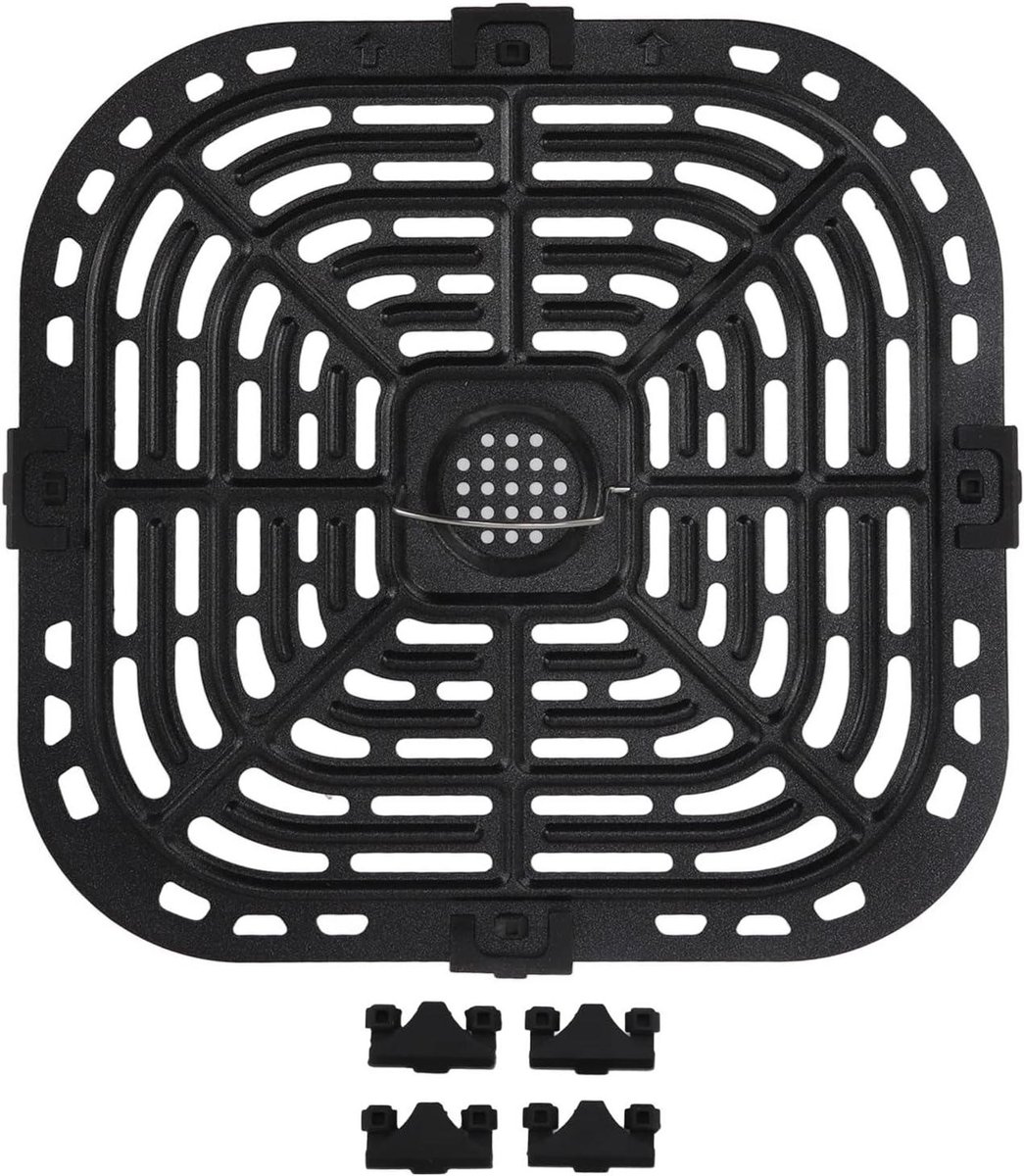 Airfryer Grillpan Vervangende Plaat Gelijkmatig Verwarmen Food Grade Materiaal 24 x 23 cm Zilver