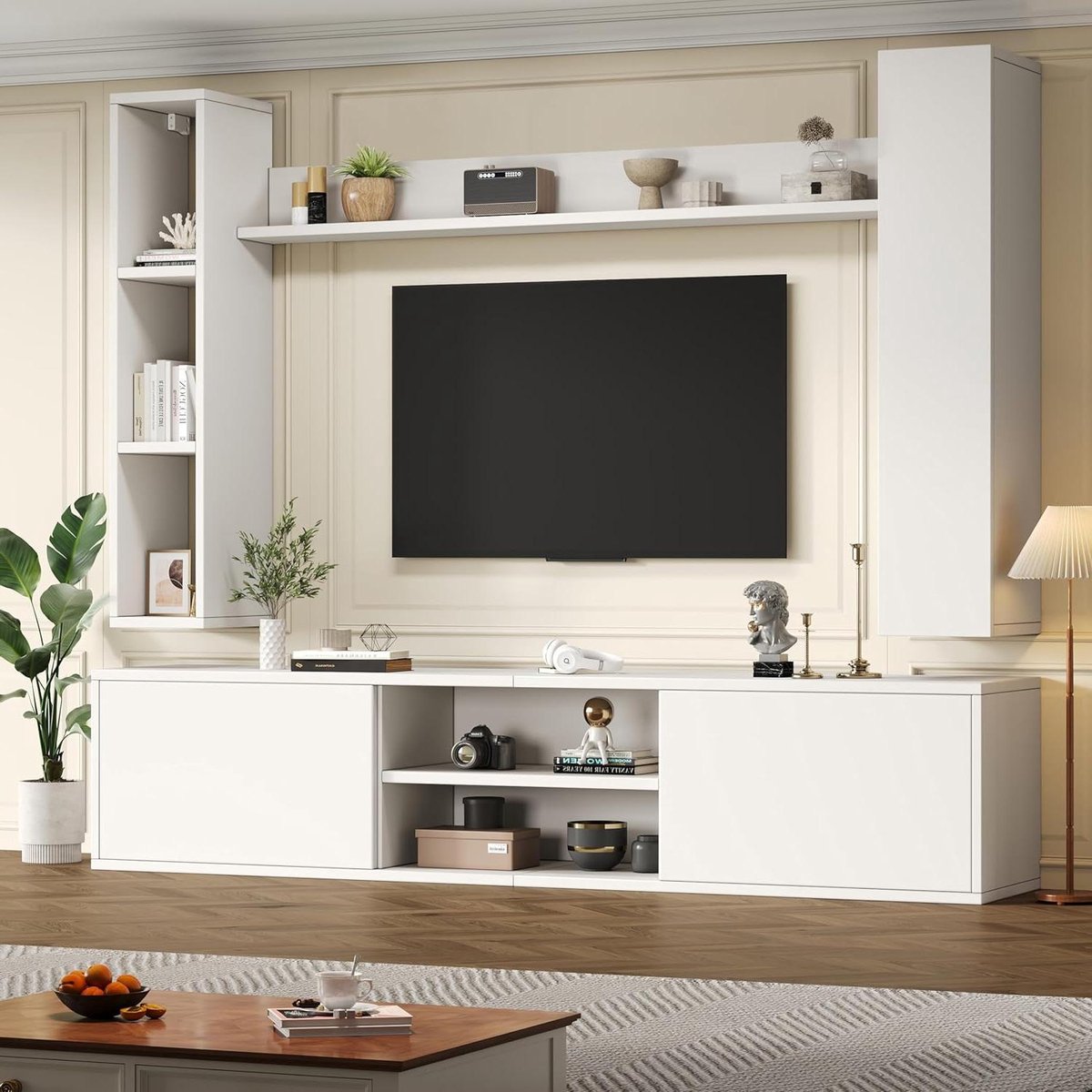 Woonkamer meubelset - Kastwand compleet - Woonruimte inrichten - Flexibele opstelling - 180 cm breed - Wit
