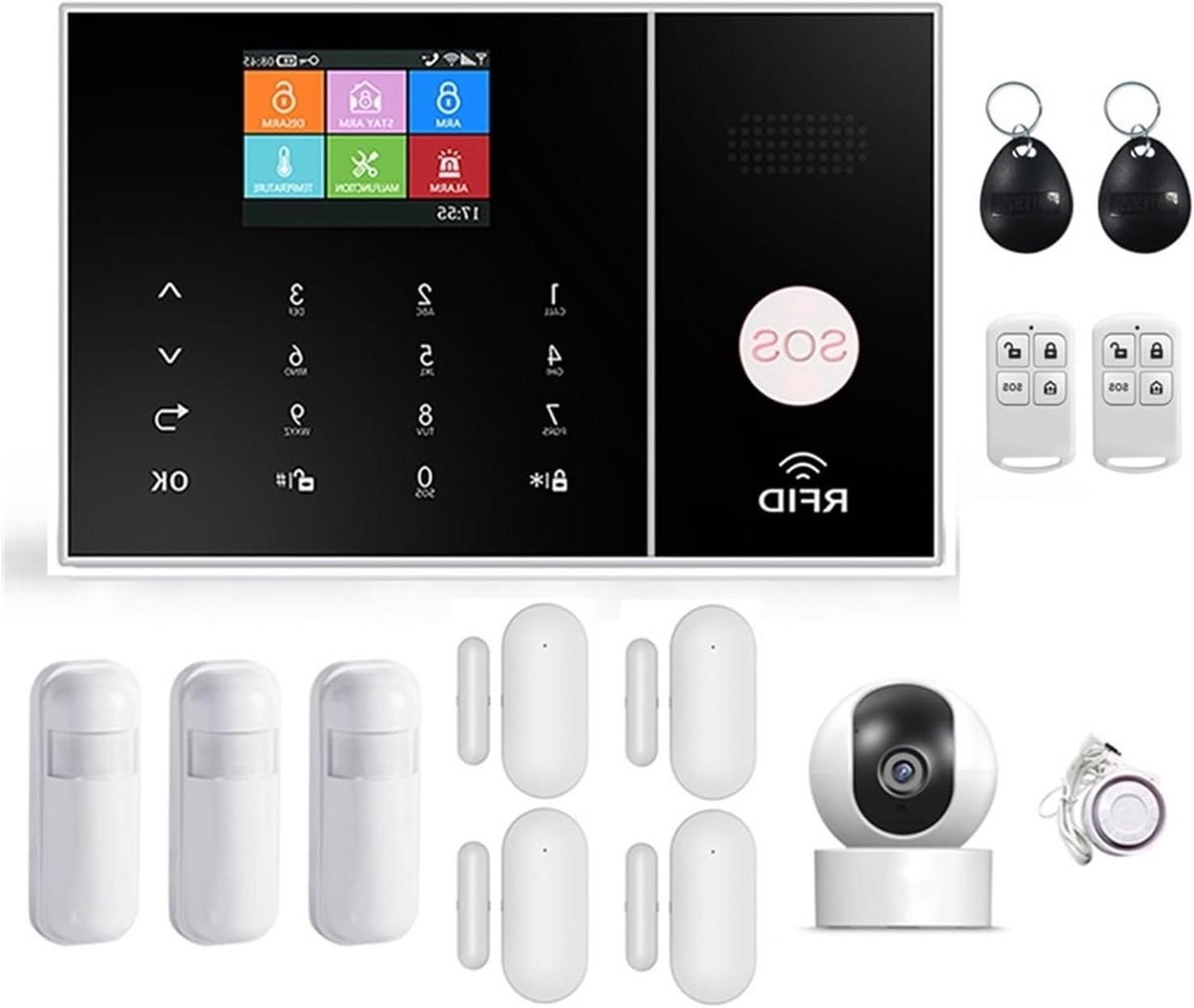 Alarmsysteem - Draadloos Systeem - Huis Beveiligen - App Bediening - 99 Zones - Zwart