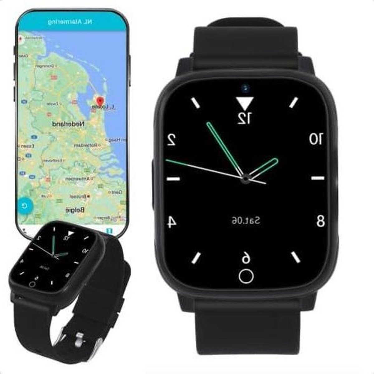 Alarm Horloge - Senioren Hulp - Veilig Thuis - Ingebouwde GPS - Waterdicht - Zwart