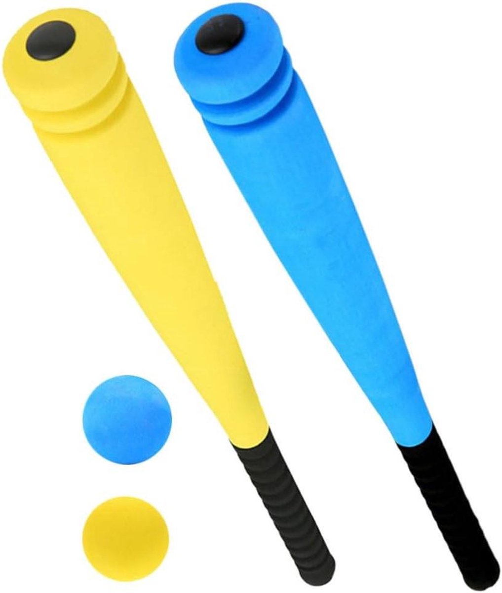Schuim Honkbalknuppels - Zachte Bats - Buiten Spelen - Veilig Gegroefd Handvat - 2 Sets - Diverse Kleuren