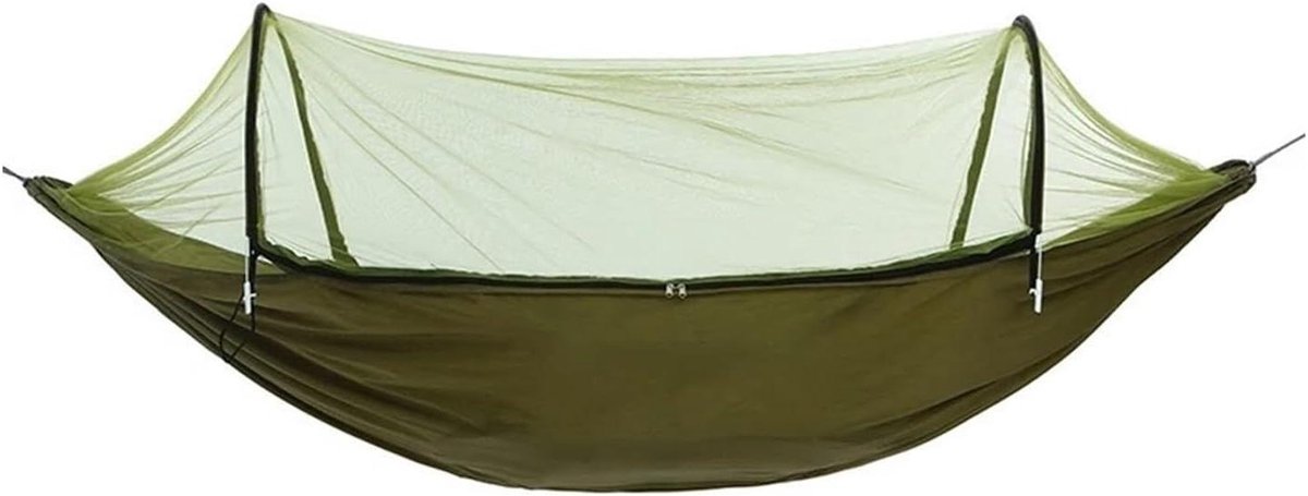 Outdoor Hangmat - Kampeer Hangmat - Ontspannen in Natuur - Met Geïntegreerde Klamboe - 260 x 140 cm - Army Green