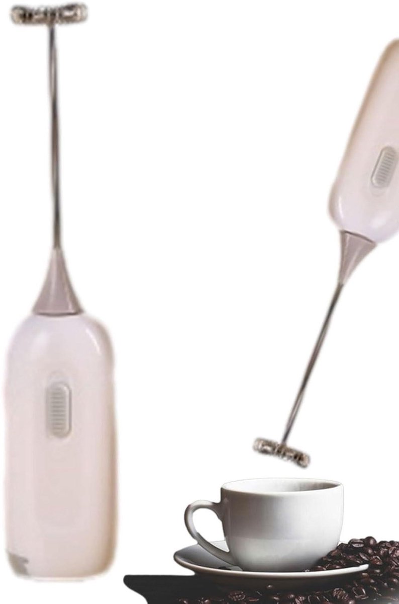 Elektrische Melkopschuimer - Mini Mixer - Koffie Bereiden - Draadloos Schuim - Compact Formaat - Wit