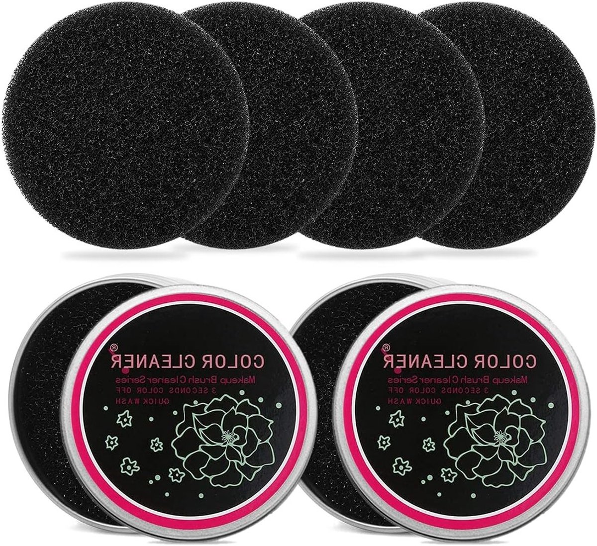 Effectieve Borstelreiniger voor Make-up, Herbruikbare Schoonmaakset voor Make-upkwasten en Sponsen, Snelle Kleurverandering en Eenvoudig Schoonmaken, 6+2 Stuks