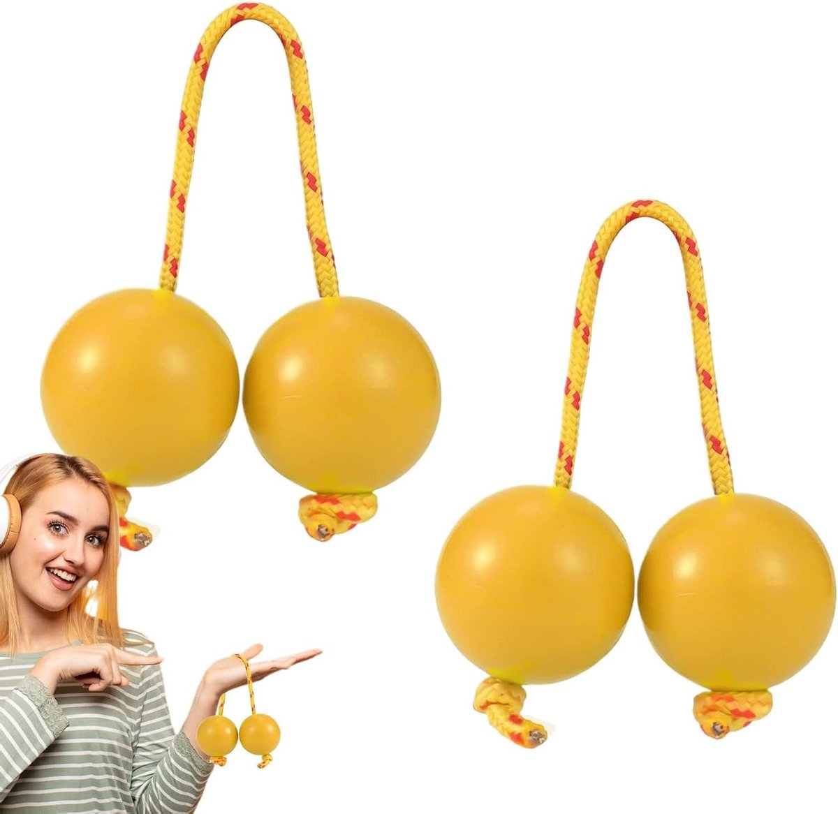 Ritmische Bal - Afrikaanse Shaker - Muziek Maken - Authentiek Geluid - 2 Paar - Geel