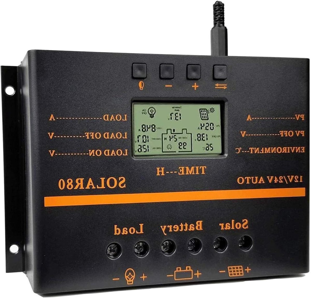 Zonne Laadregelaar - Batterijlader PV - Energie Opwekken - LCD Display - 80A - Zwart