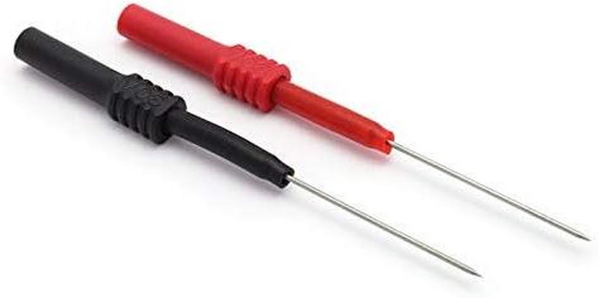 Testpunten set - Meetpennen - Elektrisch testen - Flexibel en lang - 2 stuks - Rood en zwart