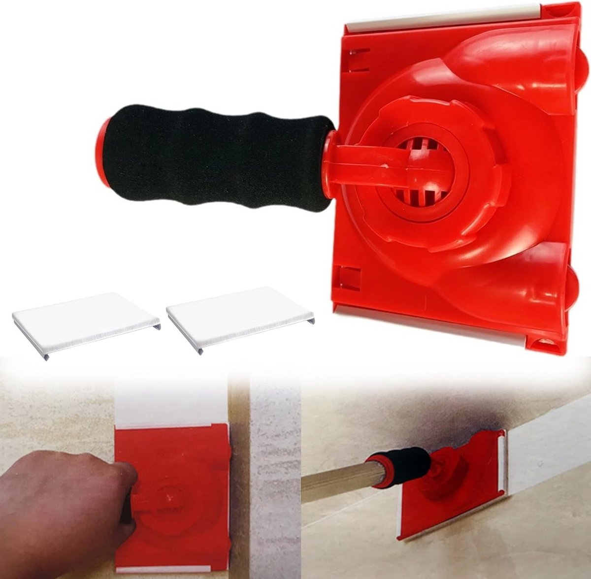 Verstelbaar verf randgereedschap met 3 verf pads, ideaal voor muren en plafonds, schildertool voor precisie en gemak
