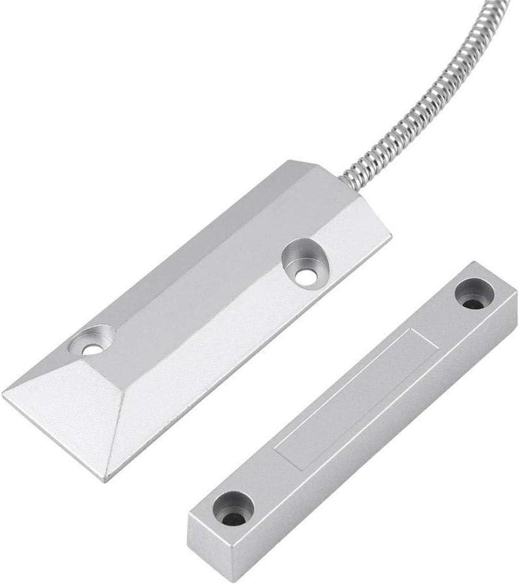 Magnetisch Detectiecontact - Deur Contact - Beveiliging Huis - Bedraad Systeem - 70 mm Bereik - Zilverkleurig