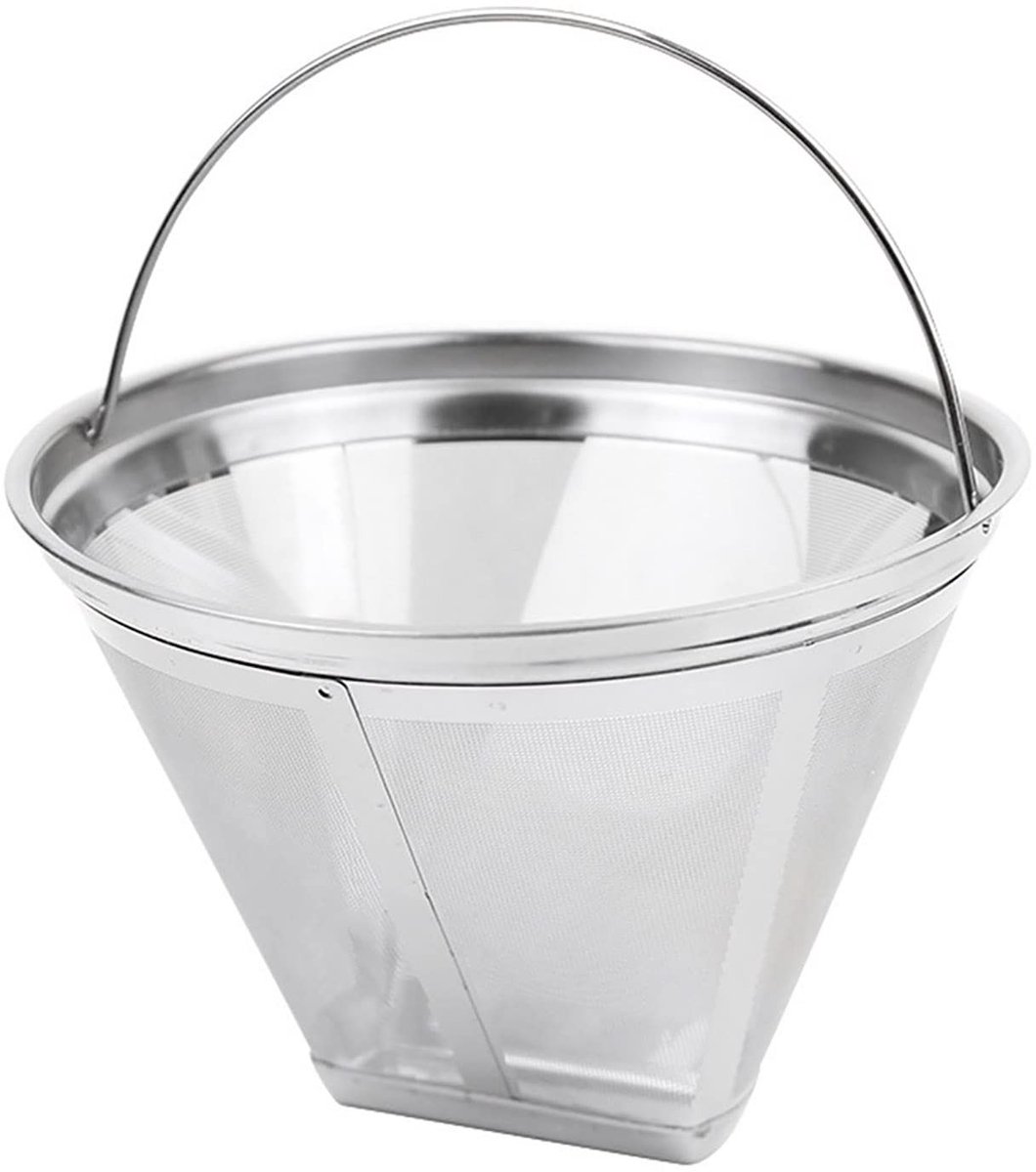 SagaSave Herbruikbare Koffiefilter - RVS Cone 4, Geschikt voor 12-Kops Koffiemakers