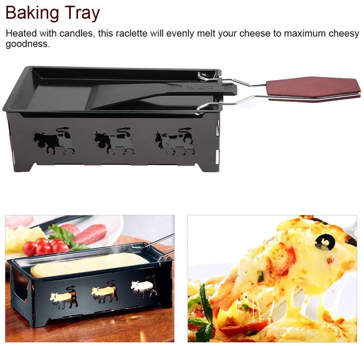 Tyenaza Mini Raclette - Non-Stick Kaas Smelter Grill met Houten Handvat — cadeau in Kookcadeaus - foto 8