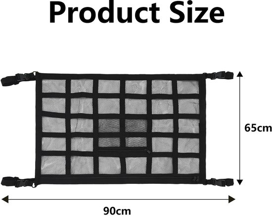 IMstore - Autolading Net - Dubbel Laag - Ruimtebesparend - 90 x 65 cm - Universeel - Ideaal voor lange roadtrips - Geschikt voor SUV en Van van Merkloos — afbeelding 5