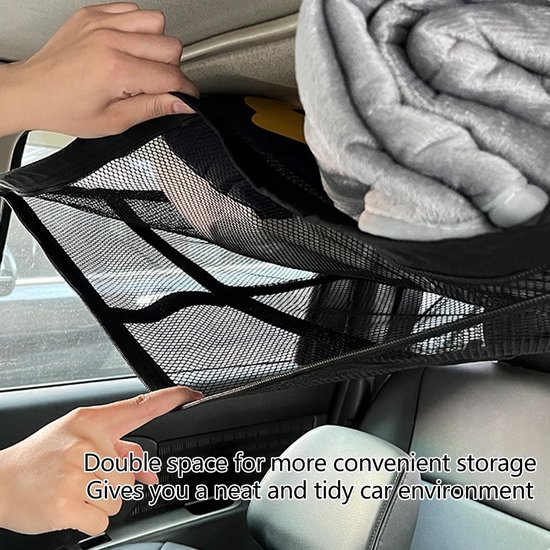 IMstore - Autolading Net - Dubbel Laag - Ruimtebesparend - 90 x 65 cm - Universeel - Ideaal voor lange roadtrips - Geschikt voor SUV en Van van Merkloos — afbeelding 3