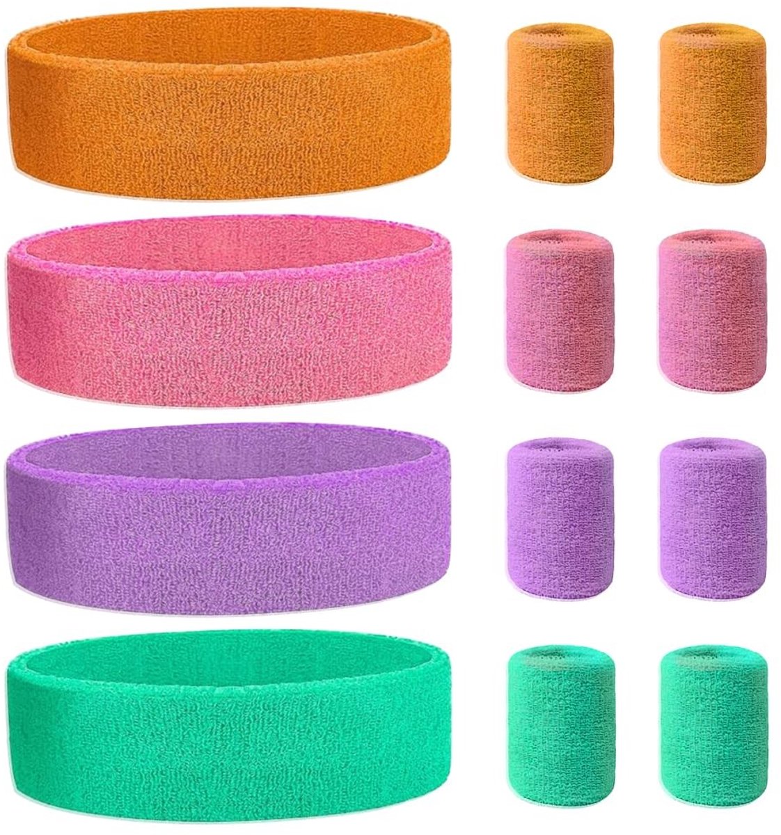 Set van 12 Neon Sport Sweatbands voor Basketball, Voetbal en Hardlopen