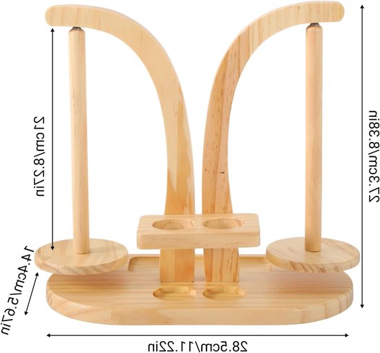 Multifunctionele houten draadhouder voor breien, wolroller en telefoonhouder, ideaal voor breiaccessoires en geschenken, houtkleur van Merkloos — afbeelding 2