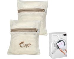 Waszakken voor de wasmachine, set van 2, herbruikbare mesh zakken 18 x 20 cm, ideaal voor fijne was, bh's, sokken en schoenen