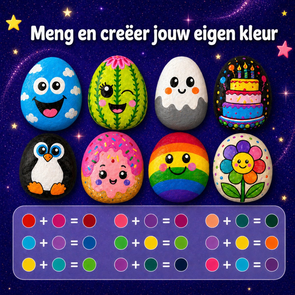 Vaive Stenen Schilderen 2109-delig – Glow in the Dark Happy Stones Knutsel Pakket – Knutselen - Knutselset voor Meisjes & Jongens - Knutselpakketten — afbeelding 5