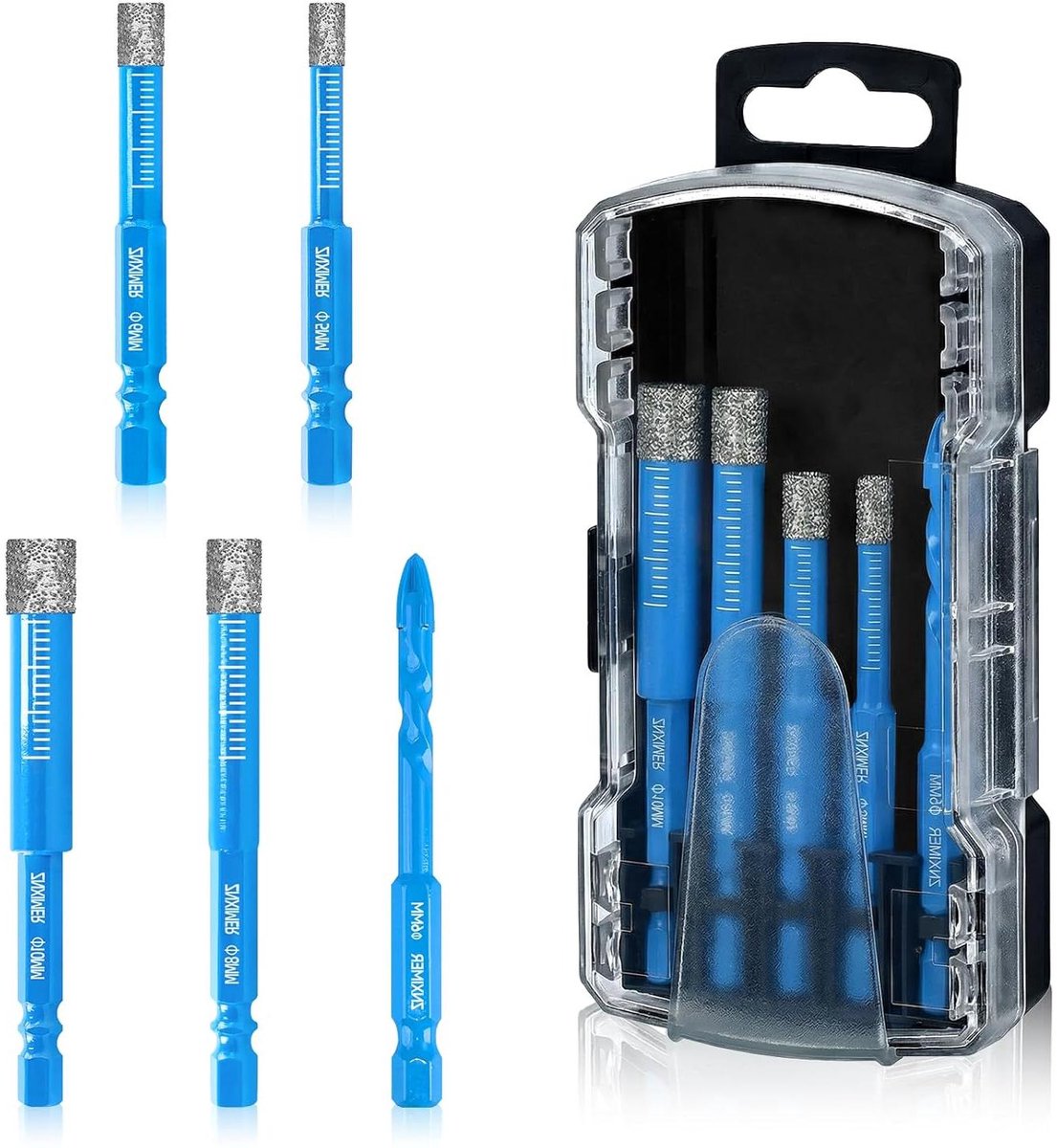 Tegelboor Set - Diamantboor Glasboor - Hard Materiaal Boren - Geïntegreerde Koelwas - 5-delig 5-10 mm - Zilver