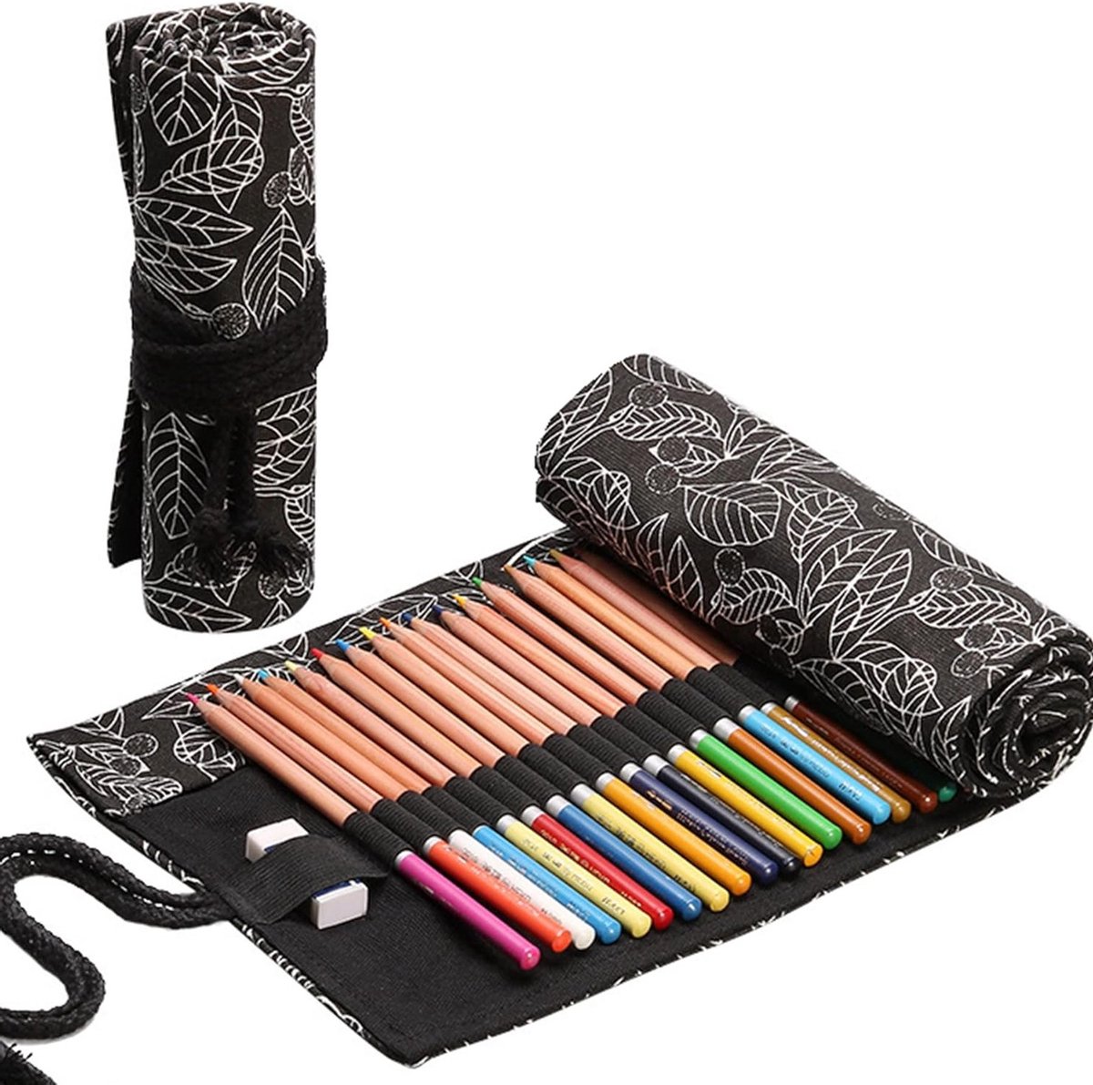 Canvas Pennenrol met 72 Gaten - Draagbare Etui voor Potloden en Pennen voor Kunstenaars en Studenten