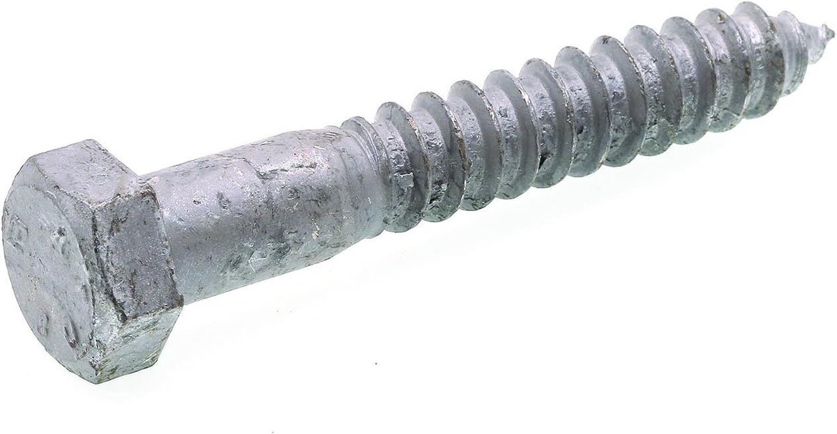 Houtschroeven - Zware Schroeven - Stevige Bevestiging - Hexkop - 25 Stuks - Verzinkt