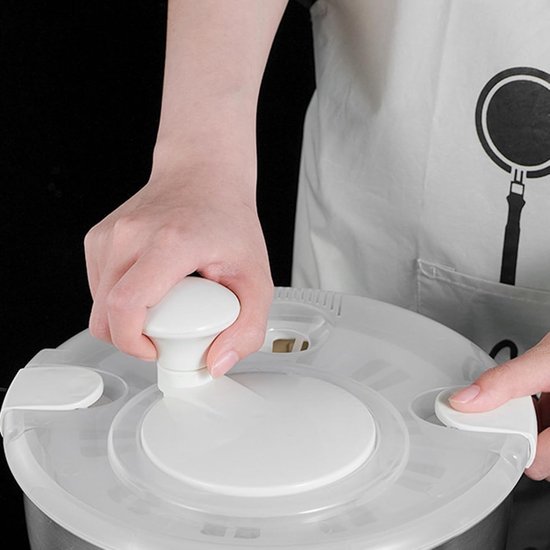 Slacentrifuge Groot - Groente Droger - Salades Maken - Roestvrij Staal - 5 Liter - Zilver — afbeelding 4
