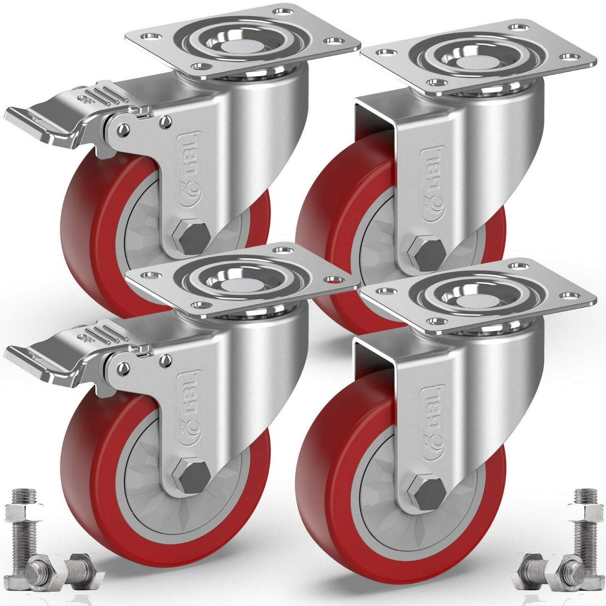 Zwaarlast Zwenkwielen / Trolley Wielen voor Meubels - Rubberen Zware Wielen - Heavy Duty Castors /Transportwielen 600k
