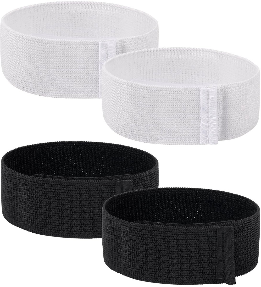 Allecto - Voetbalscheenbeschermerriemen - Scheenbeschermers - Zwart Wit - Elastische houders - Ideaal voor sporters - 4 stuks