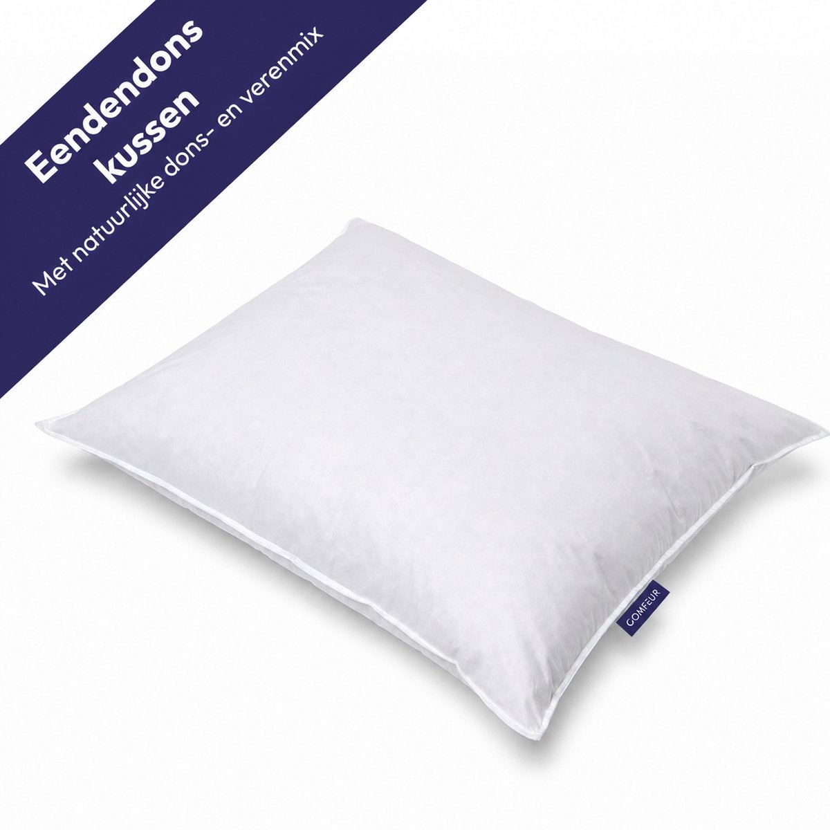 Comfeur Eendendons Kussen 60x70 cm – Hoofdkussen met Dons- en Verenmix – 100% Katoenen Tijk – Natuurlijk Gevuld