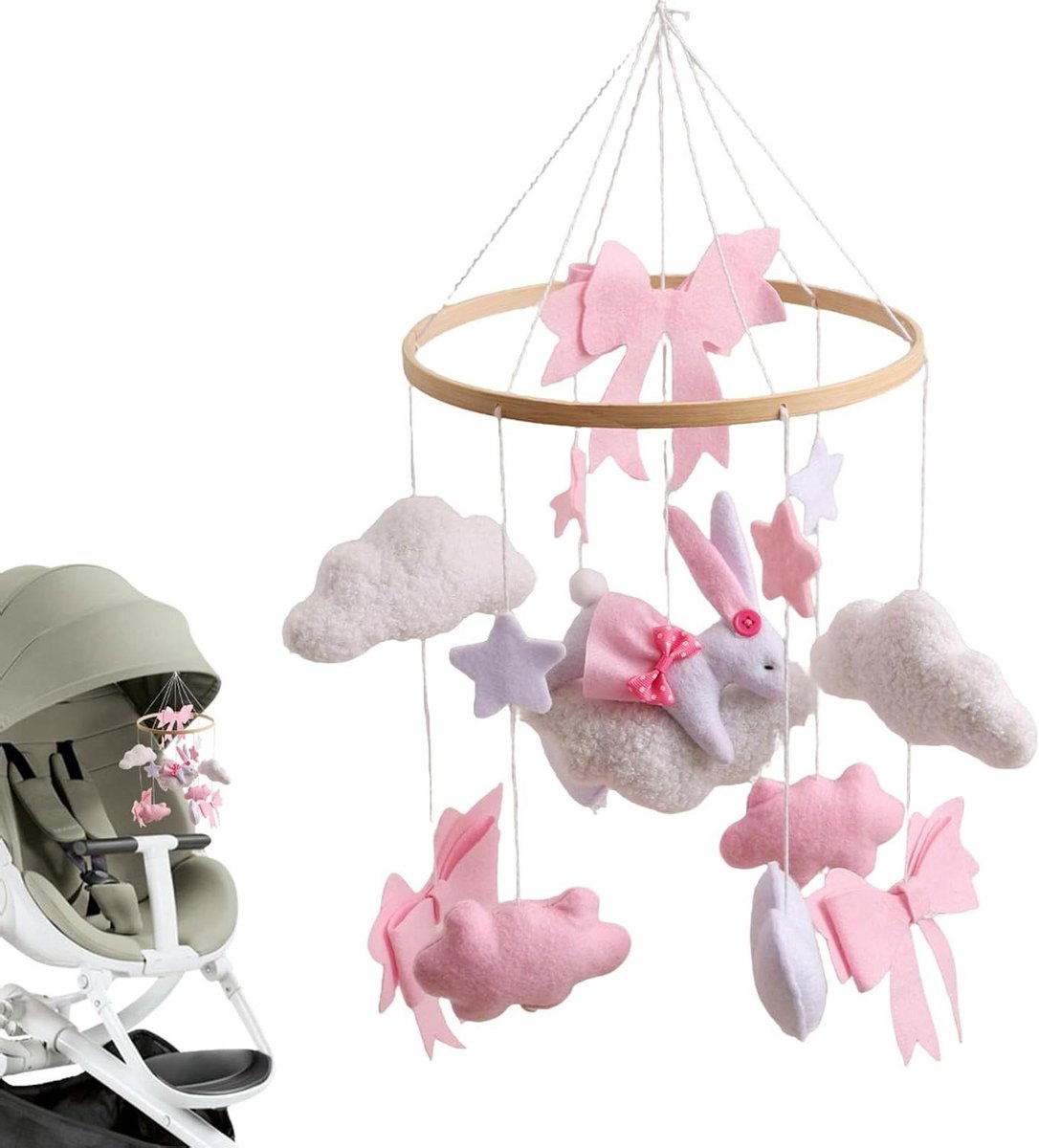 Baby Mobiel - Wieg Decoratie - Babykamer Aankleden - Rustgevend Design - 40 x 23 cm - Neutrale Kleuren