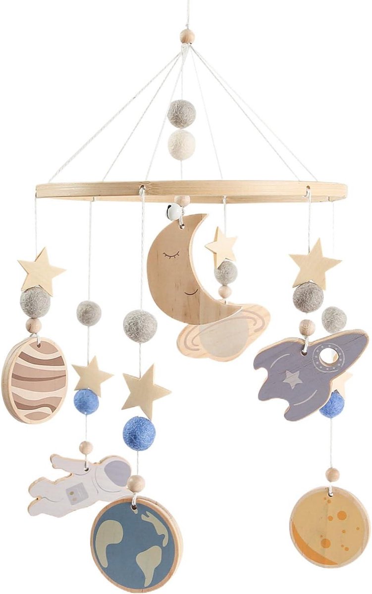 Wieg Mobiel - Houten Kinderkamer Decor - Kalmerende Stimulatie - 360 Graden Roterend - 51 x 24 cm - Niet gespecificeerd