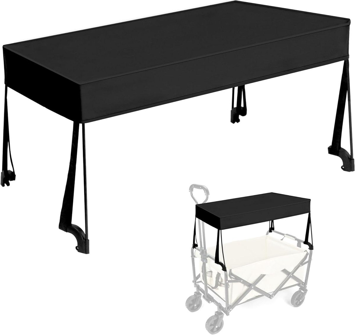 Huif voor bolderkar - Zonnekap - Bescherming tegen zon - Opvouwbaar met frame - 92 x 49 cm - Zwart
