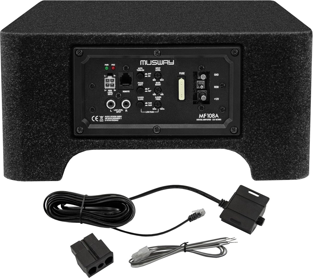 Actieve subwoofer - Platte basreflex - Auto geluid - Compacte constructie - 20 cm - Zwart – foto 2