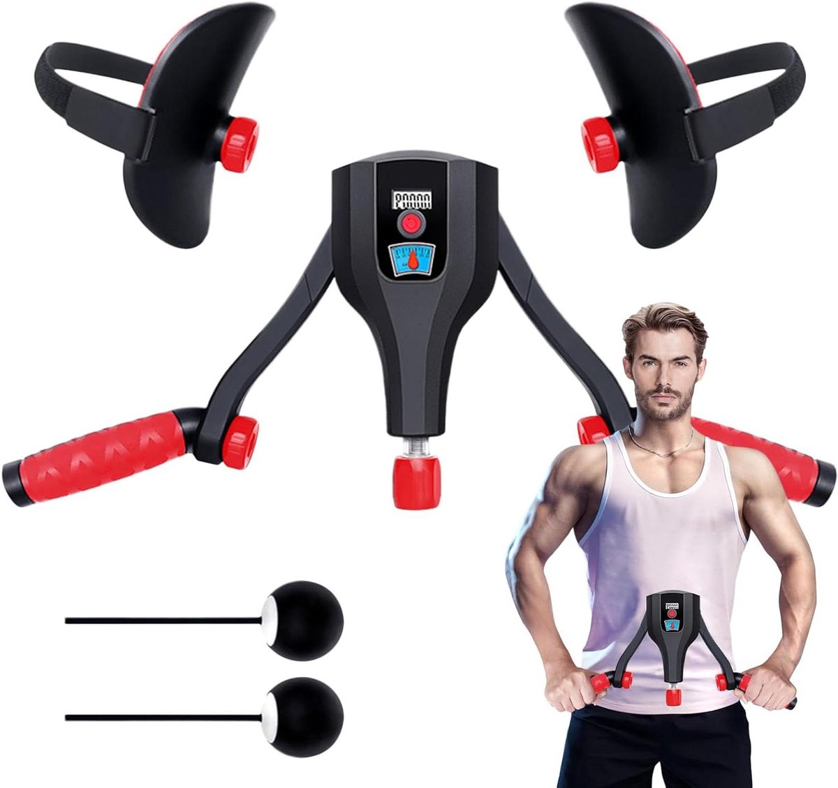 Bekkenbodemtrainer - Dijtrainer - Spierversterking - Verstelbare weerstand - 34 x 24 cm - Zwart rood