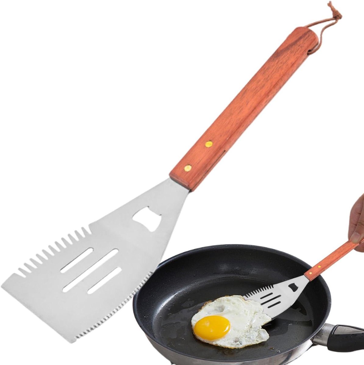 BBQ Spatel - Grill Spatula - Buiten Koken - Hittebestendig Ontwerp - 39 x 10 cm - Zilver