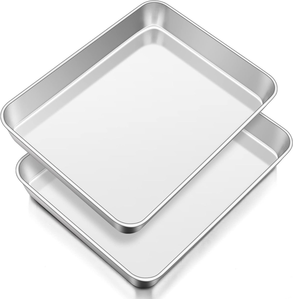 Set van 2 RVS Bakplaten, Perfect voor Oven, Taart en Gebak, Afmetingen 31,8 x 25 x 5 cm