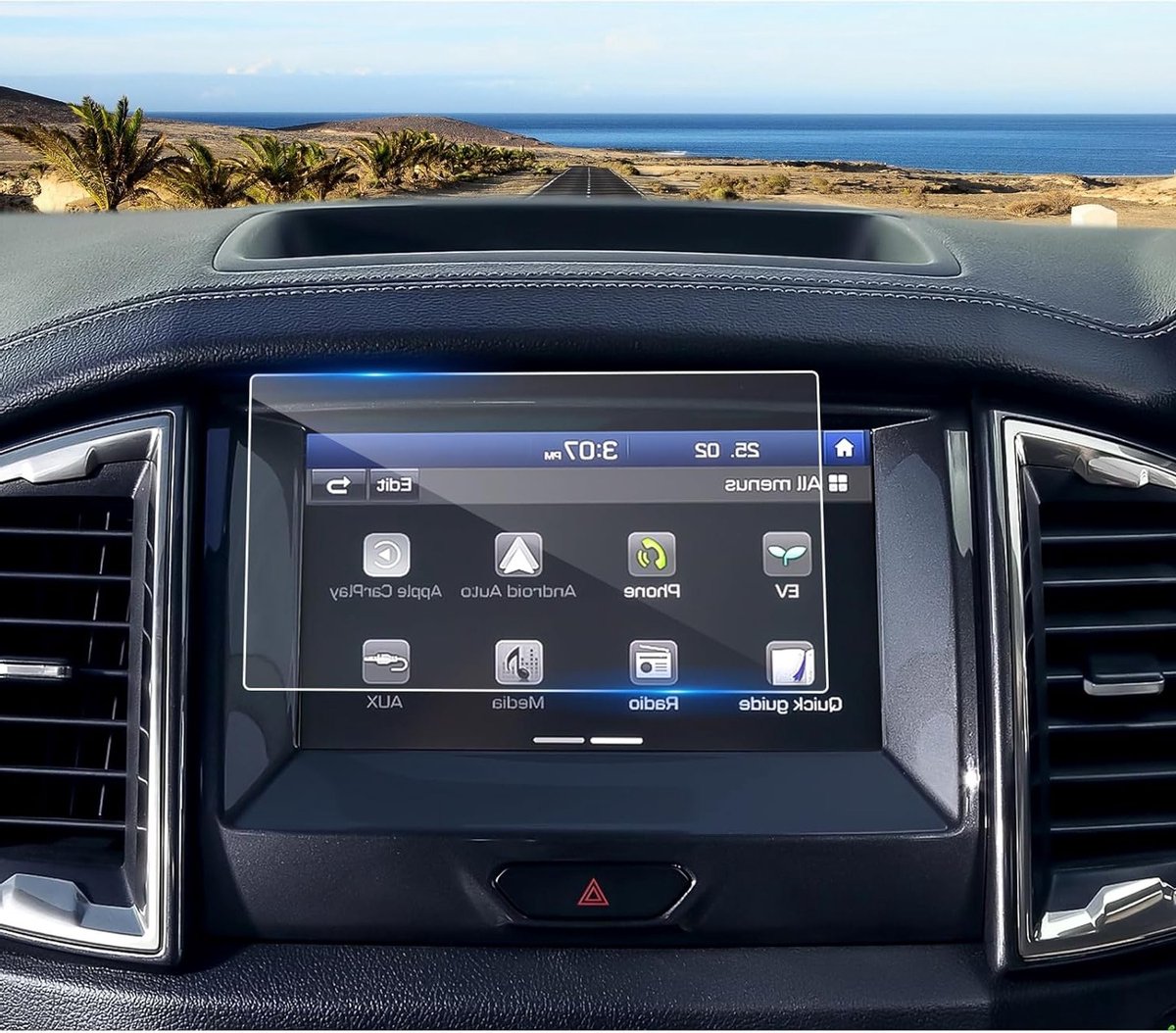 Navigatie Beschermfolie Geschikt voor Ford Ranger 2016-2022, 9H Krasbestendige Screen Protector voor GPS Scherm, Tempered Glass Bescherming en Makkelijk Aanbrengen