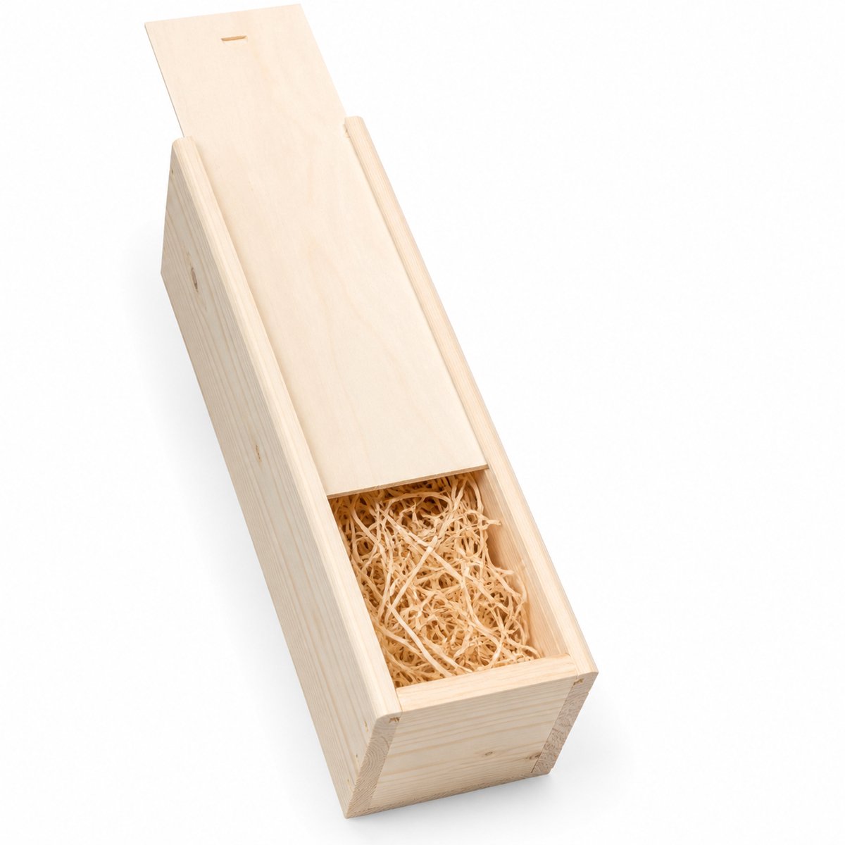Houten Wijnkist 1-Vaks met Schuifdeksel – Luxe Duurzame Cadeauverpakking voor Wijnfles – Houten Wijnkistje Bruin – Geschikt voor 0,75L Flessen – Herbruikbare Wijnverpakking – Bruin