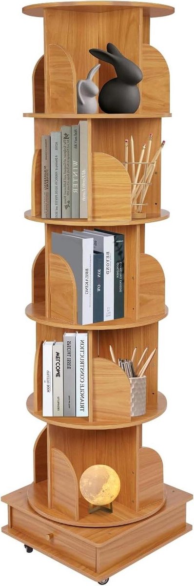 Draaibare Boekenkast - Draaiplateau Rek - Boeken Opslaan - 360 Graden Draaibaar - 5 Niveau