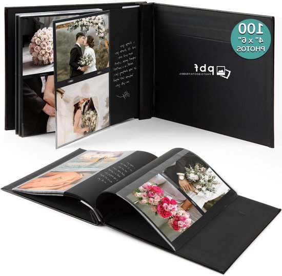 Plakboek Fotoalbum - Gastenboek Geheugenboek - Herinneringen Bewaren - Met Plastic Hoezen - Voor 4x6 Foto's - Zwart
