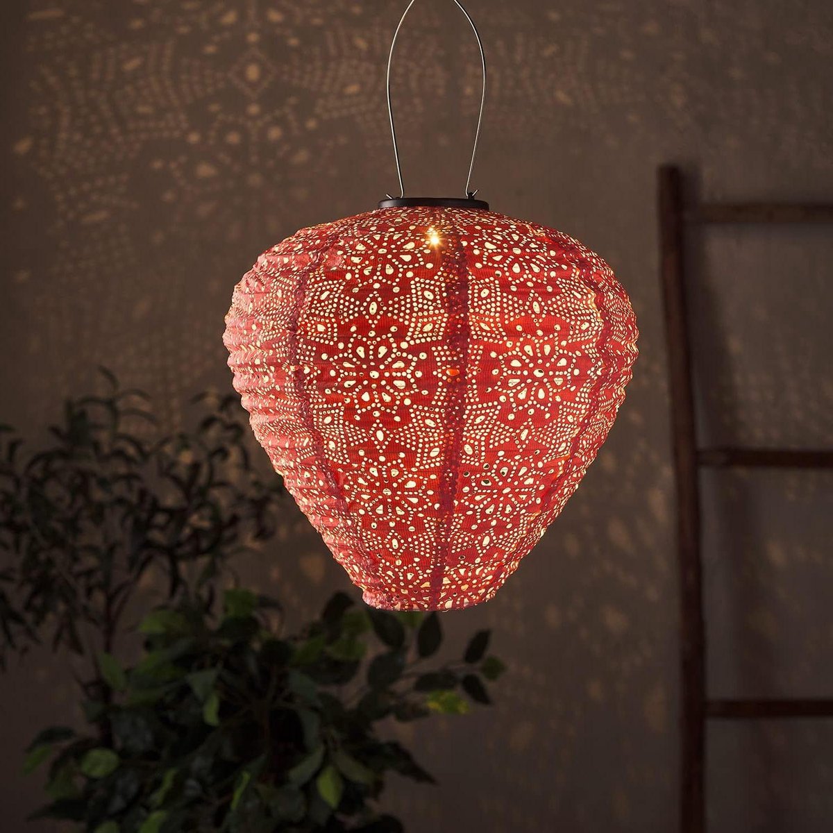 LED Solar Lantaarn - Buitenlamp - Sfeerverlichting Tuin - Marokkaans Patroon - 30 cm Hoog 