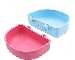 Konijn Voederbak - Cavia Voerbak - Huisdieren Voeren - Anti-drop Haak - 2 stuks - Roze en blauw